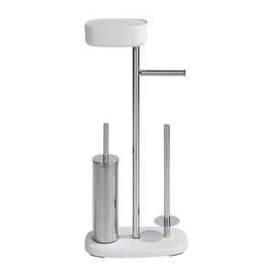 Imagine Suport pentru hartie igienica si perie de toaleta + spatiu depozitare accesorii, Wenko, Rivazza, 32 x 17 x 72.5 cm, inox
