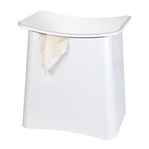 Imagine Taburet baie, Wenko, Wing, cos de rufe inclus, 33 x 48 x 45 cm, 33 L, plastic/poliester, alb
