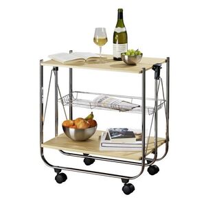 Imagine Carucior pliabil pentru servire, Maximex, Dinett Maple Deluxe, 40.6 x 70 x 68 cm, metal/lemn