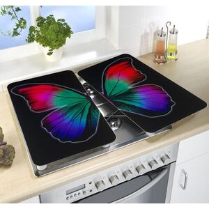 Imagine Set 2 protectii universale pentru aragaz, Maximex, Butterfly, sticla termorezistenta, 30 x 52 cm, multicolor