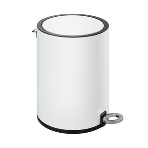 Imagine Cos de gunoi cu pedala, Wenko, Monza Black White, 3 L, 24.5 x 25.5 x 18.5 cm, inox, alb