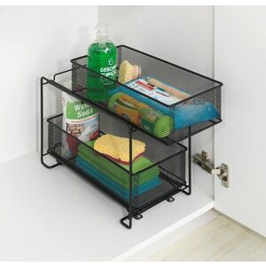 Imagine Suport depozitare pentru dulap, Wenko, Gioma, 2 rafturi, 35 x 18.5 x 33.5 cm, metal, negru