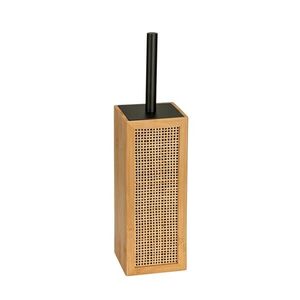 Imagine Perie de toaleta cu suport, Wenko, Allegre, 9.5 x 36.5 x 9.5 cm, bambus/ratan/inox, natur/negru