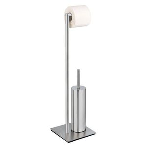 Imagine Suport pentru hartie igienica si perie toaleta, Wenko, Recco, 20 x 71.5 x 20 cm, inox, gri
