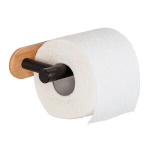 Imagine Suport hartie igienica, Wenko, Turbo-Loc, Orea, 16 x 4.5 x 8 cm, bambus/inox, natur/negru