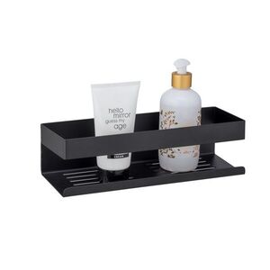 Imagine Suport accesorii baie, Wenko, Turbo-Loc, Genova Matt, 30 x 8 x 10.5 cm, inox, negru