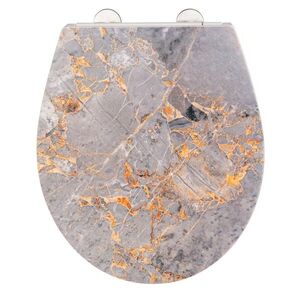 Imagine Capac de toaleta cu sistem automat de coborare, Wenko, Easy-Close Grey Marble, 38 x 44.5 cm, duroplast, multicolor