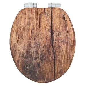 Imagine Capac de toaleta cu sistem automat de coborare, Wenko, Easy-Close Rustic, 35.5 x 42 cm, mdf, maro