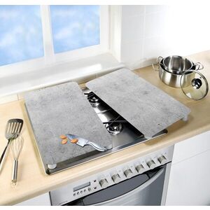 Imagine Set 2 protectii universale pentru aragaz, Wenko, Concrete, sticla termorezistenta, 30 x 52 cm, gri