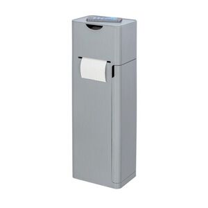 Imagine Suport perie pentru toaleta cu suport hartie igienica integrat, Wenko, 6 in 1, 20 x 15 x 58.5 cm, plastic, gri