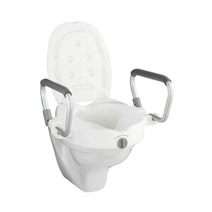 Imagine Capac de toaleta cu suporturi pentru brate, Wenko, Armrest, 55 x 47.5 x 37.5 cm, plastic/aluminiu, alb