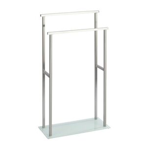 Imagine Suport pentru prosoape de baie, Wenko, Debar, 20 x 46 x 83 cm, inox/sticla, alb