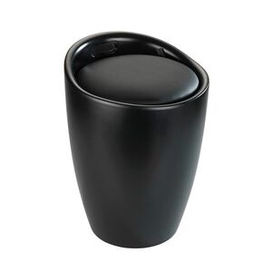 Imagine Taburet baie, Wenko, Candy Black Matt, cos de rufe inclus, 36 x 50.5 x 36 cm, plastic/poliester, negru