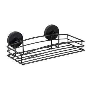 Imagine Etajera baie, Wenko, Vacuum-Loc, 26 x 14 x 6.5 cm, inox, negru