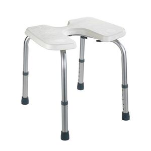 Imagine Scaunel pentru baie, Wenko, Secura, 46 x 53.5 x 36-46 cm, aluminiu/plastic, alb/gri