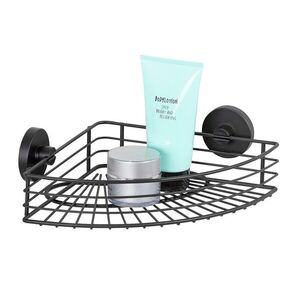 Imagine Etajera de colt pentru baie, Wenko, Vacuum-Loc, Bari, 35 x 22.5 x 9 cm, inox, negru