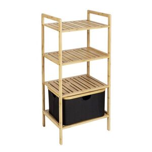 Imagine Suport etajat, Wenko, Ecori, 44 x 33 x 93.5 cm, bambus/poliester/polietilena, natur/negru