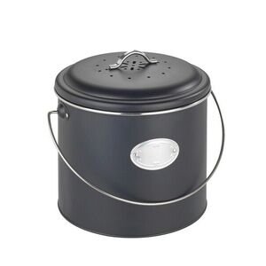 Imagine Cos de gunoi pentru compost, Wenko, Nero, 22 x 22 x 22 cm, 6 L, metal, negru/gri