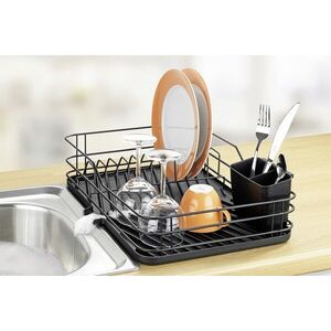 Imagine Scurgator de vase + suport de tacamuri detasabil Maximex, Dish, 43x31x10 cm, metal/polipropilena, negru