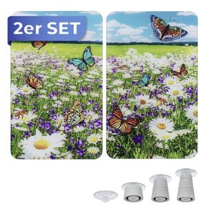 Imagine Set 2 protectii pentru aragaz Maximex, Summer, 52x30 cm, sticla, multicolor