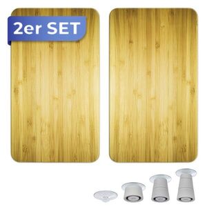 Imagine Set 2 protectii pentru aragaz Maximex, Wooden, 52x30 cm, sticla, multicolor