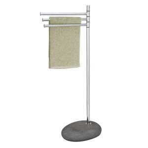Imagine Suport pentru prosoape Pebble Stone, Wenko, 38x23x84 cm, metal/otel/polirasina, gri/argintiu