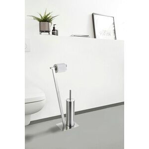Imagine Suport hartie igienica si perie pentru toaleta Lirio, Wenko, 15x30x68.5 cm, inox, argintiu