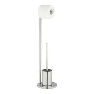 Imagine Suport hartie igienica si perie pentru toaleta Ferla, Wenko, 18x69.5 cm, metal/inox, argintiu mat