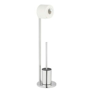 Imagine Suport hartie igienica si perie pentru toaleta Ferla, Wenko, 18x69.5 cm, metal/inox, argintiu lucios