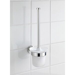 Imagine Perie pentru toaleta cu suport Bosio Shine, Wenko, 10x14x35 cm, inox/sticla, argintiu lucios/alb