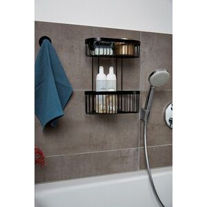 Imagine Polita pentru baie Classic Plus, Wenko, 26.5x14.5x33 cm, metal/otel, negru