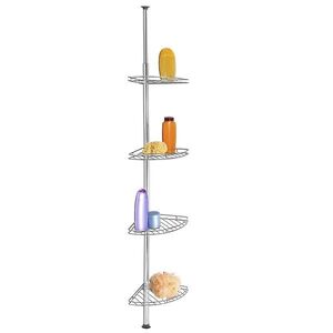 Imagine Etajeră de colț pentru baie Telescopic, Wenko, 20x20x56-275 cm, inox, argintiu lucios