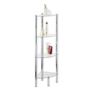 Imagine Etajera de colt pentru baie Yago, Wenko, 30x30x104 cm, inox/sticla, argintiu lucios