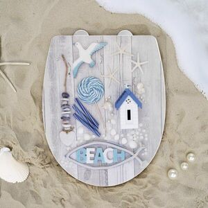 Imagine Capac de toaleta Beach, Wenko, 36.5x45 cm, termoplastic/inox, multicolor