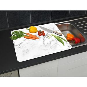 Imagine Protectie perete bucatarie Marble, Wenko, 56x50x0.5 cm, sticla/silicon, multicolor