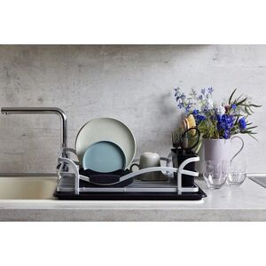 Imagine Scurgator de vase cu suport pentru tacamuri Drip, Wenko, 46x31x13 cm, aluminiu/polipropilena, argintiu mat/negru
