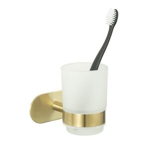 Imagine Suport periute si pasta de dinti Orea, Wenko, 10x10x9.5 cm, inox, auriu