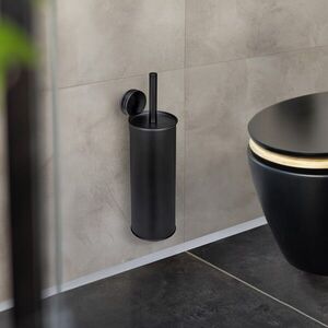 Imagine Perie pentru toaleta cu suport Pavia, Wenko, 11.5x12x40 cm, inox/polipropilena, negru