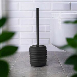 Imagine Perie pentru toaleta cu suport Illana, Wenko, 8.5x38.5 cm, ceramica/silicon/inox, negru