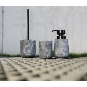 Imagine Perie pentru toaleta cu suport Sacile, Wenko, 11.5x38 cm, ceramica/inox, gri/negru
