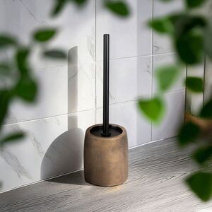 Imagine Perie pentru toaleta cu suport Tremea, Wenko, 11.5x37.5 cm, ceramica/inox, bronz/negru
