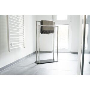Imagine Suport pentru prosoape Ravina, Wenko, 48x20x80 cm, inox/sticla temperata, argintiu/negru