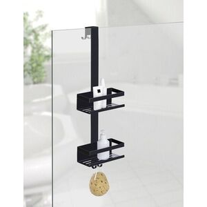 Imagine Etajera suspendata pentru baie cu 2 rafturi Bribano Duo, Wenko, 23x18x71 cm, inox, negru
