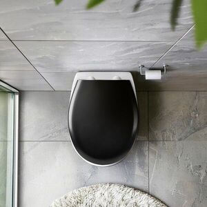 Imagine Capac de toaleta cu sistem automat de coborare Rieti, Wenko, 37x44.5 cm, duroplast/inox, negru