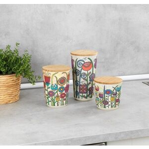 Imagine Set 3 recipiente pentru depozitare Garden, Wenko, 0.5 L/0.7 L/0.95 L, bambus/silicon, multicolor