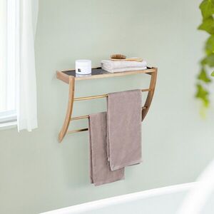 Imagine Organizator baie Fondi, Wenko, 60x25.5x48.5 cm, lemn acacia/sticla/plastic, maro/negru