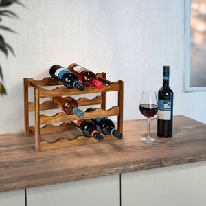 Imagine Suport pentru 12 sticle de vin Fondi, Wenko, 42x21x28 cm, lemn acacia, maro