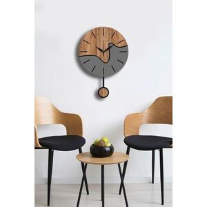 Imagine Ceas de perete decorativ, Vlnt109, Diametru: 39 cm, Nuc / Gri