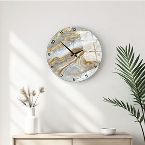 Imagine Ceas de perete decorativ din sticlă, Huhu351, Diametru: 40 cm (1 bucată), Multicolor