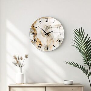 Imagine Ceas de perete decorativ din sticlă, Huhu338, Diametru: 40 cm (1 bucată), Multicolor